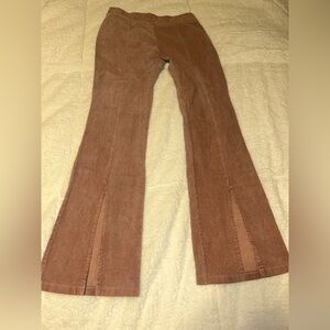 FP Movement by Free People Mauve Corduroy Flare Pants Split Cuff Sz S